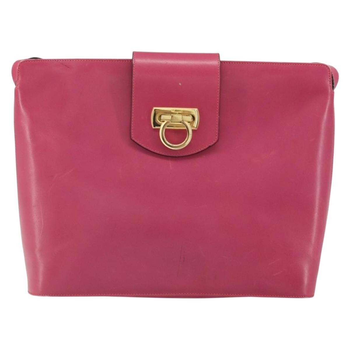 Salvatore Ferragamo Gancini Leather Pink Leather Shoulder Bag Bag (Pre-Owned)