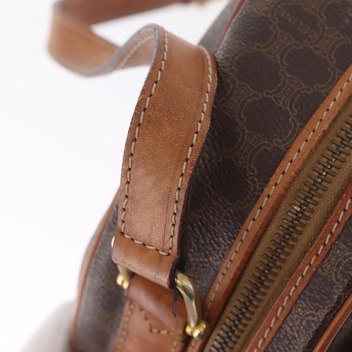 Celine Macadam Shoulder Leather Brown Canvas Crossbody Bag Bag (Pre-Owned)