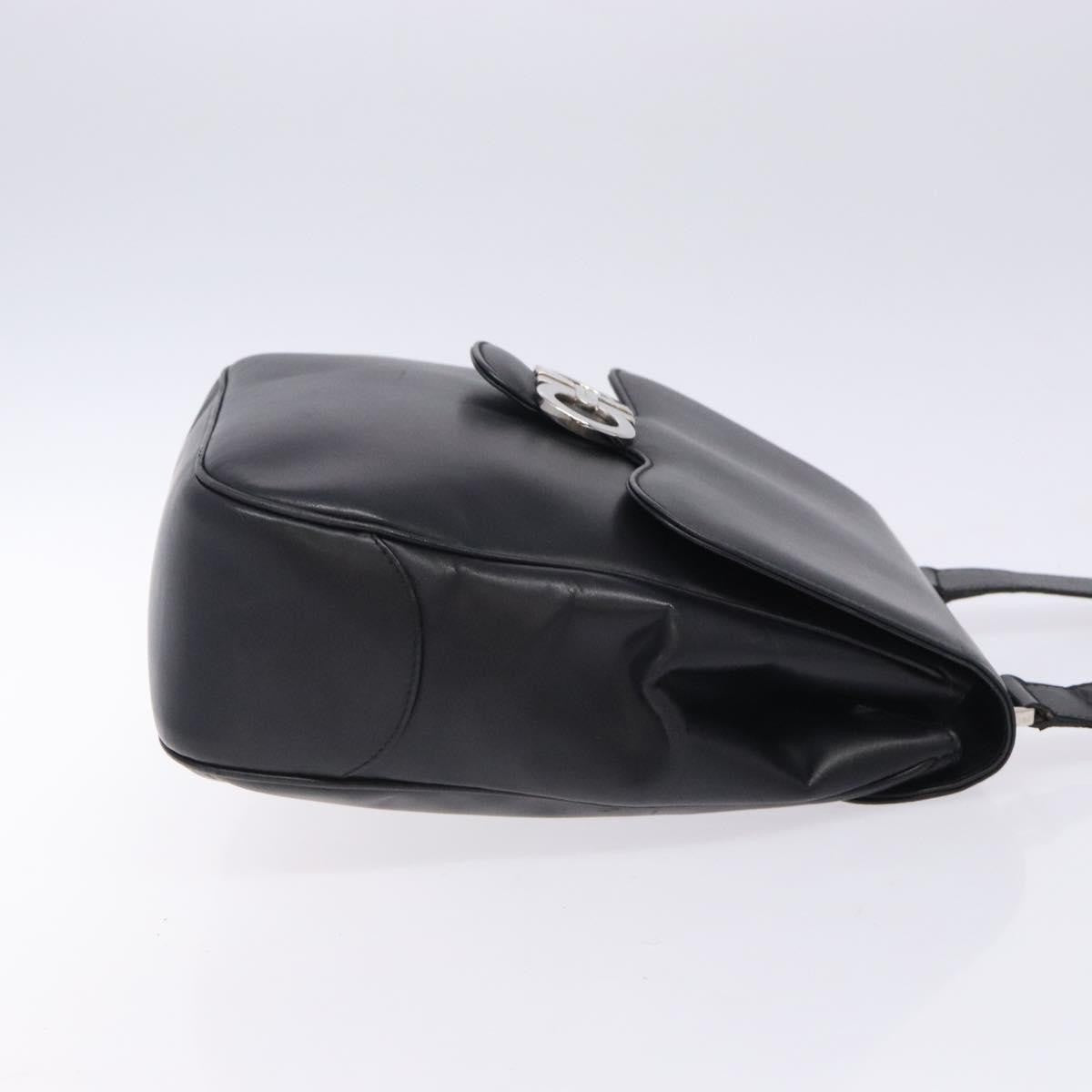 Salvatore Ferragamo Gancini Leather Black Leather Shoulder Bag Bag (Pre-Owned)