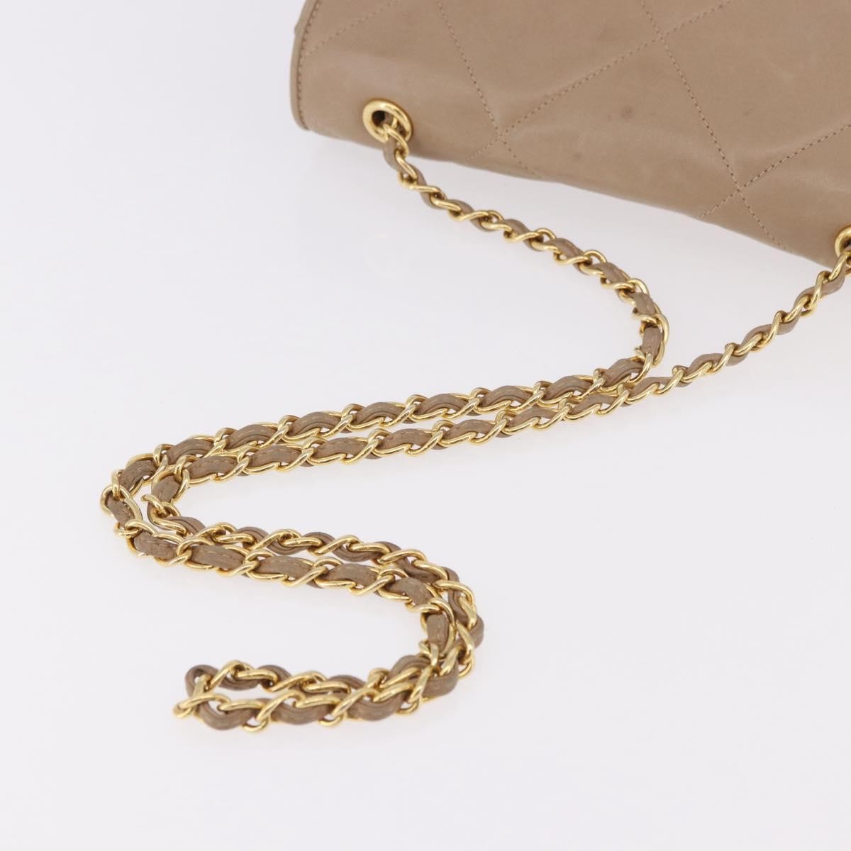 Chanel Flap Chain Leather Beige Leather Shoulder Bag Bag (Pre-Owned)