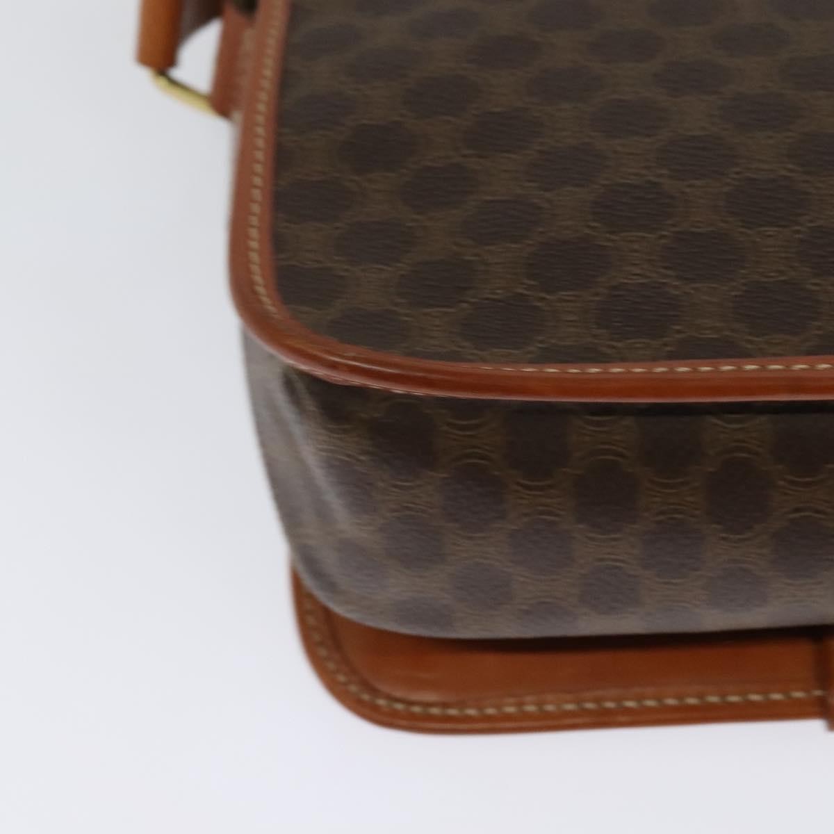 Celine Vintage Macadam Canvas And Leather Brown Canvas Shoulder Bag Bag (Pre-Owned)