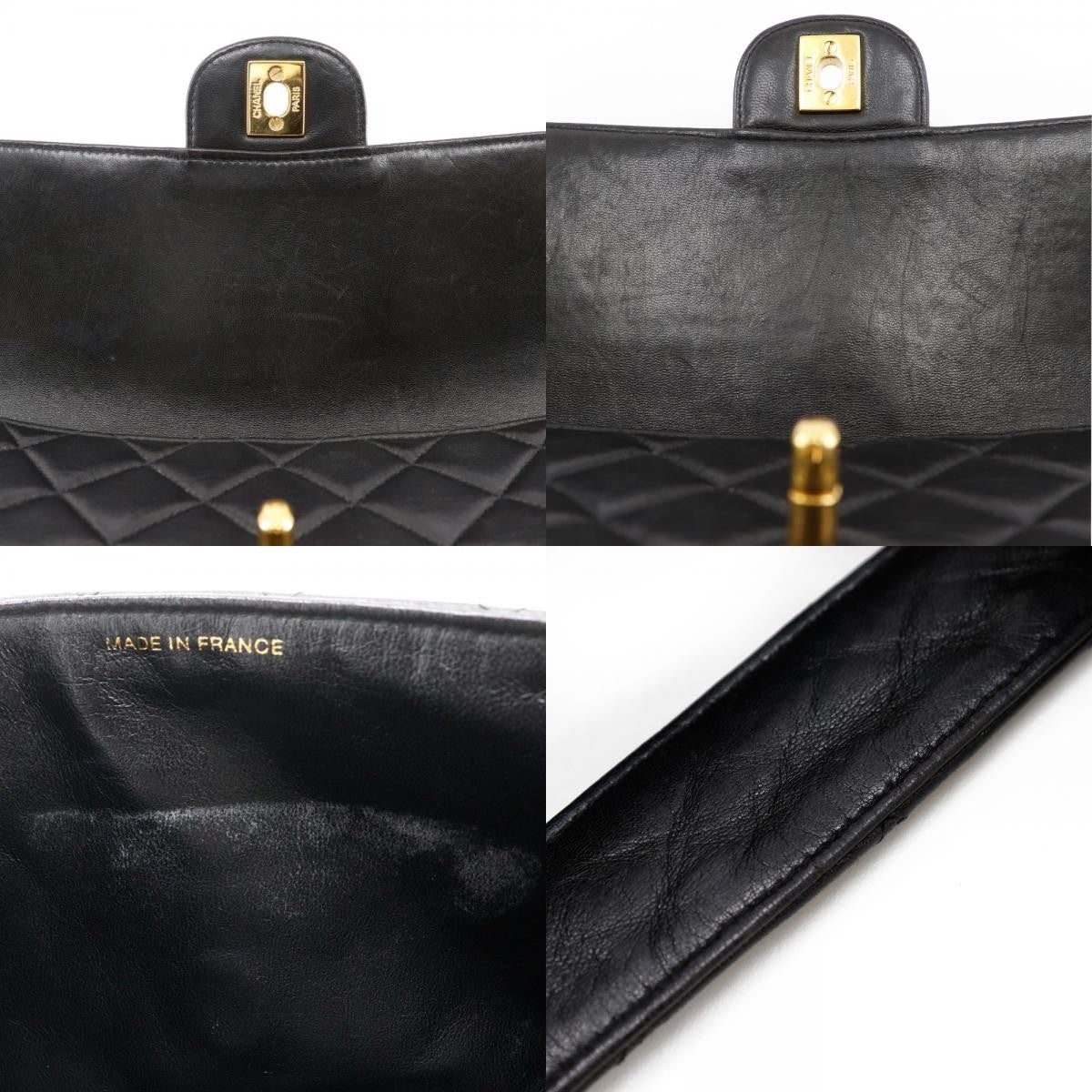 Chanel Vintage Double Sided Quilted Lambskin Black Leather Shoulder Bag Bag (Pre-Owned)