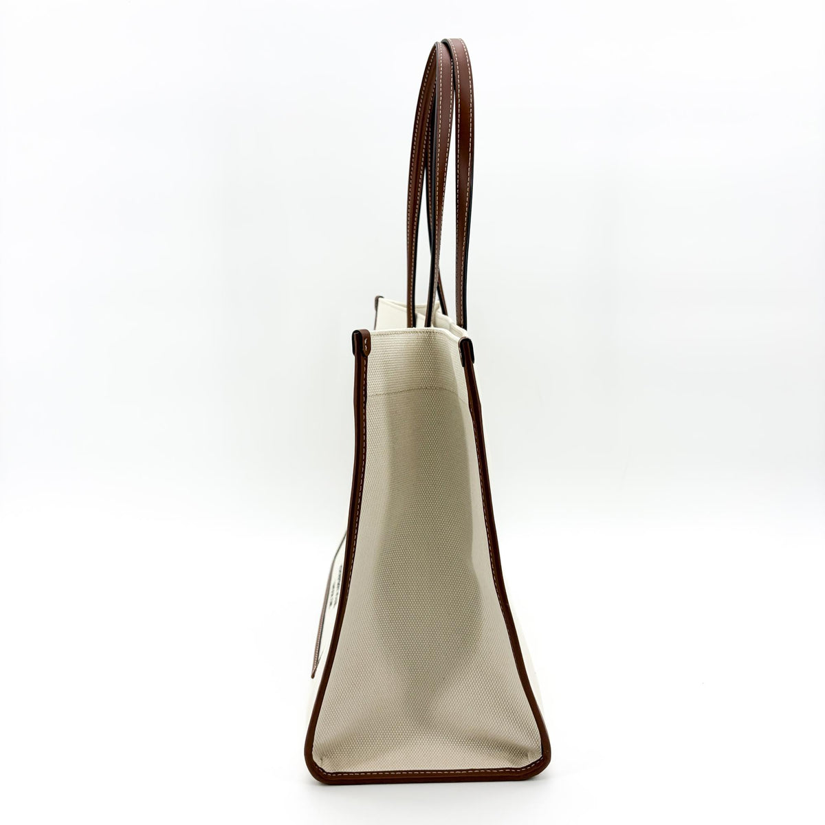 Burberry Freya Shopping Canvas With Leather Beige Canvas Tote Bag Bag (Pre-Owned)