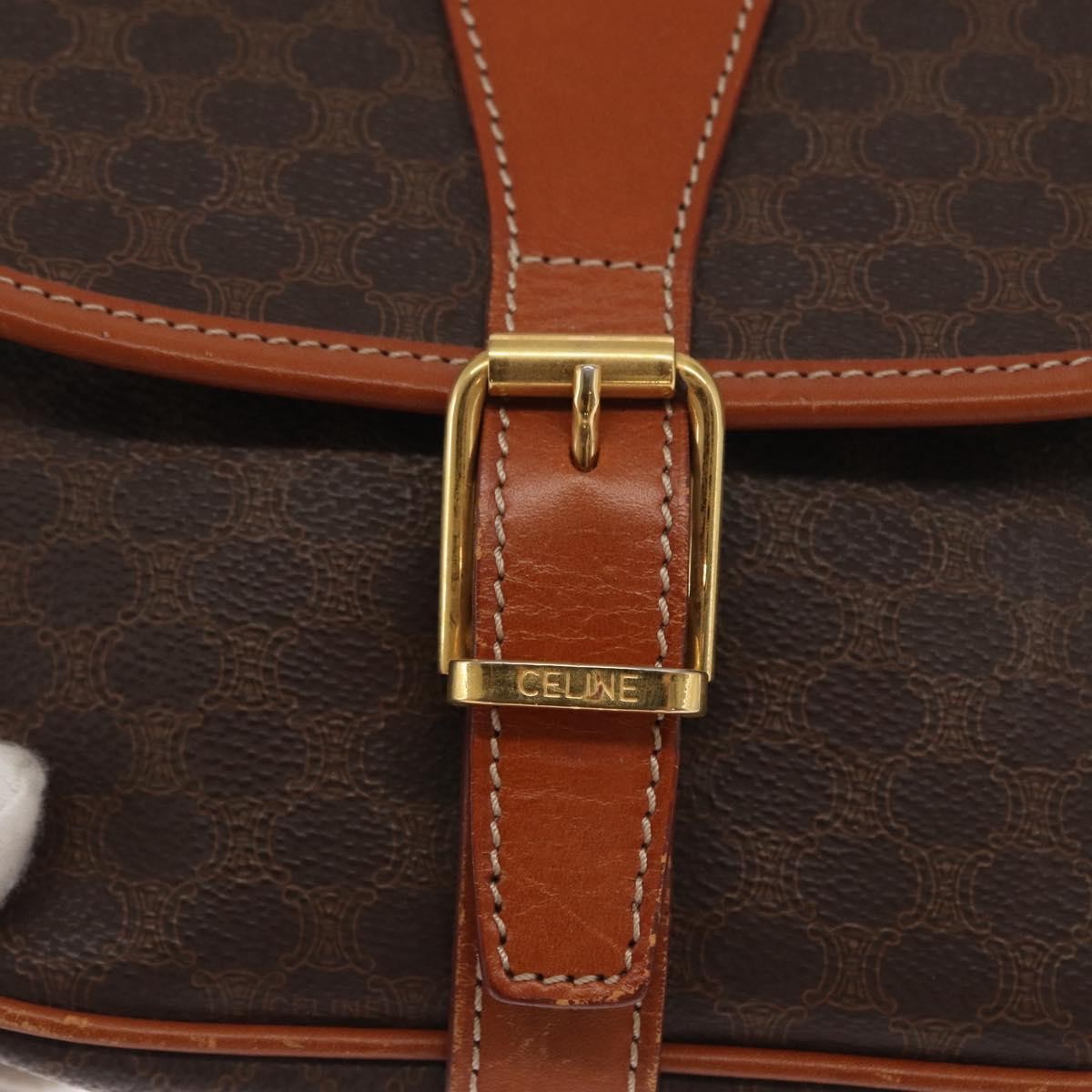 Celine Macadam Shoulder Canvas Brown Canvas Crossbody Bag Bag (Pre-Owned)