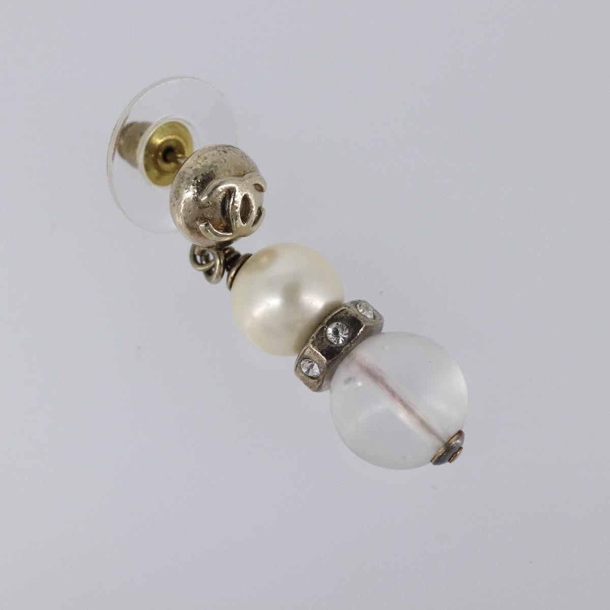Chanel Cc Pearl Drop Faux Pearl And Metal Silver Metal Earrings Jewelry (Pre-Owned)