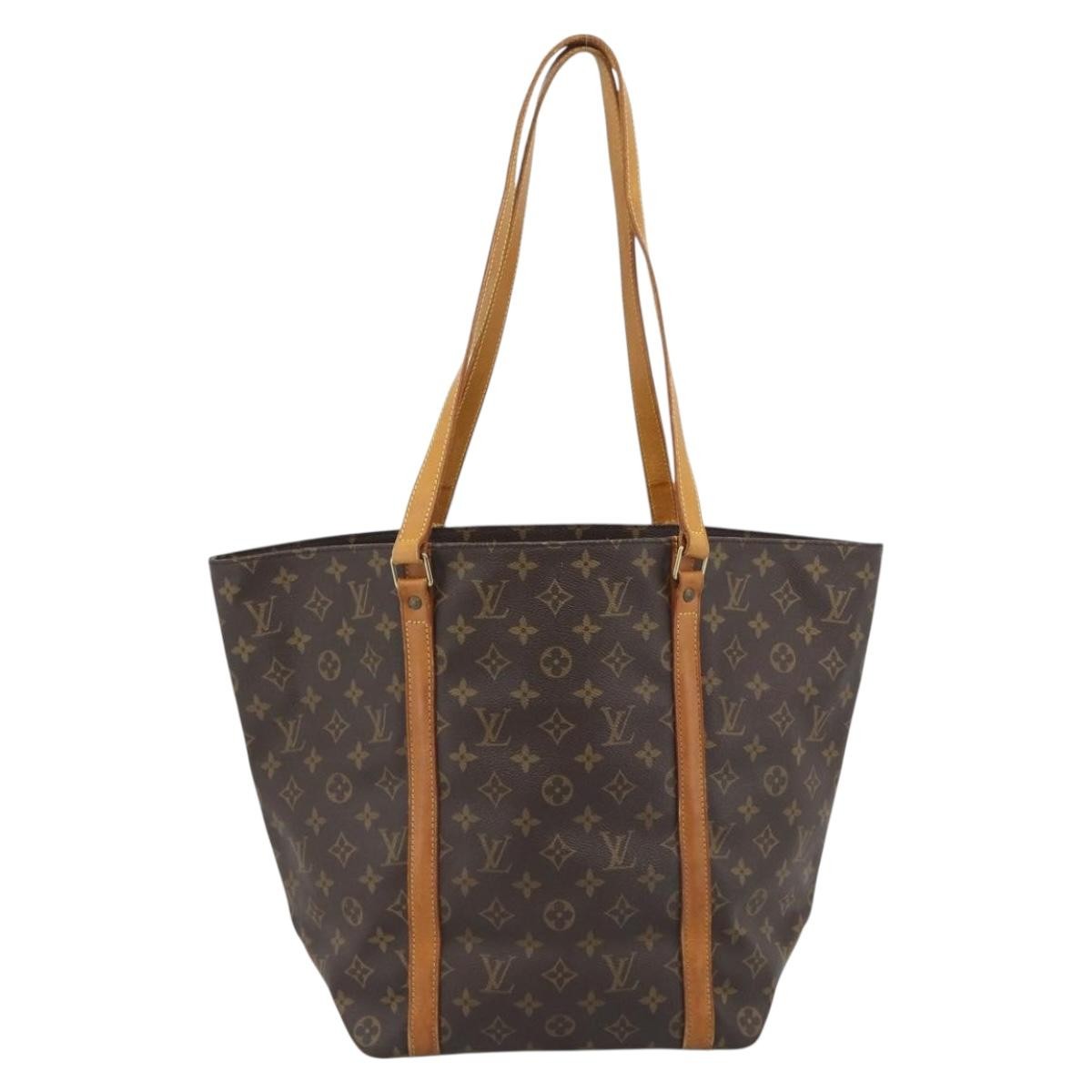 Louis Vuitton Shopping Sac Handbag Monogram Brown Canvas Tote Bag Bag (Pre-Owned)