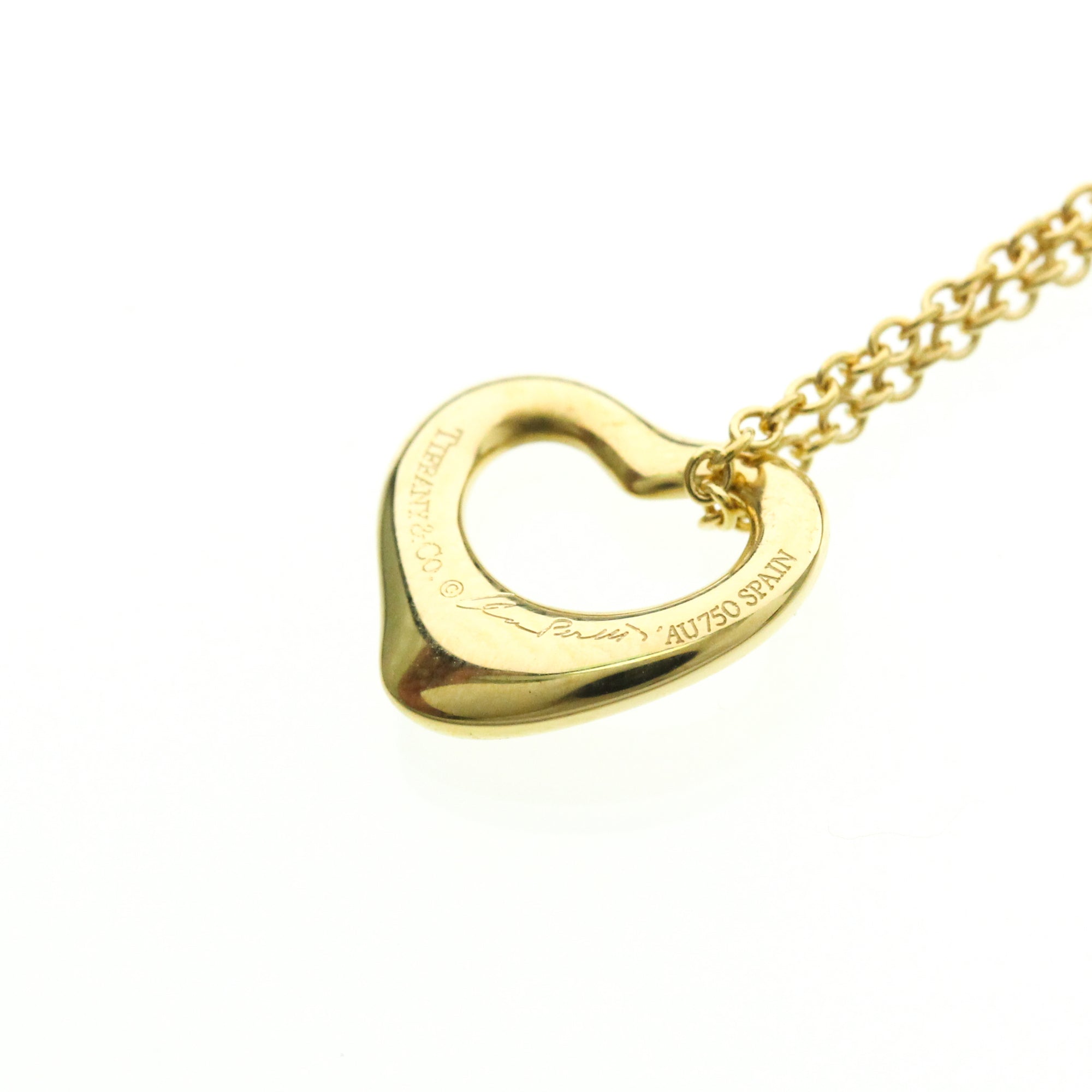Tiffany & Co. Elsa Peretti Open Heart Pendant 18K Yellow Gold Gold Yellow_Gold Necklace Jewelry (Pre-Owned)