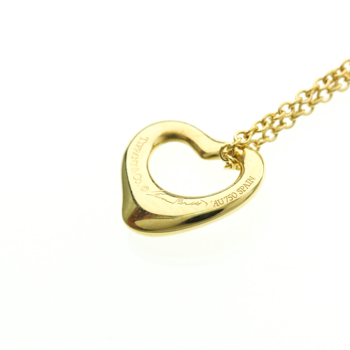 Tiffany & Co. Elsa Peretti Open Heart Pendant 18K Yellow Gold Gold Yellow_Gold Necklace Jewelry (Pre-Owned)