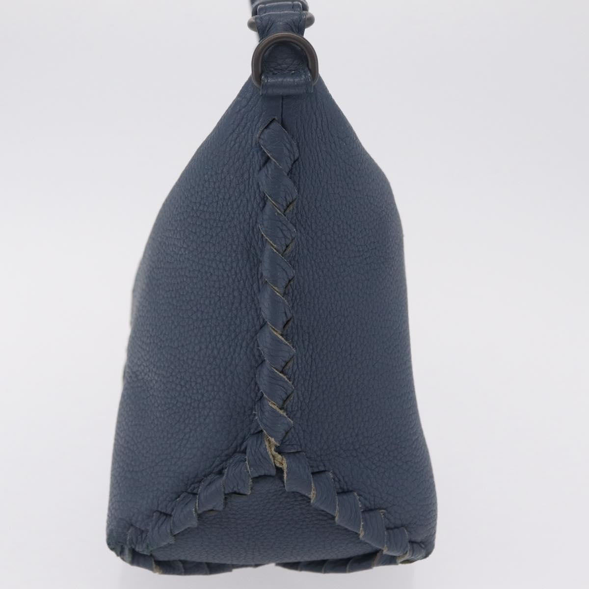 Bottega Veneta Zip Hobo Cervo With Intrecciato Detail Blue Leather Shoulder Bag Bag (Pre-Owned)