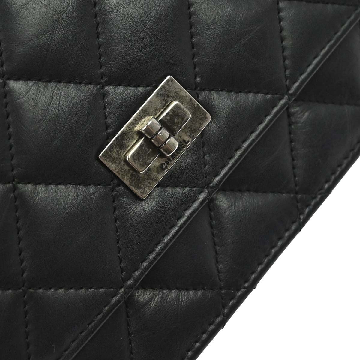 Chanel Reissue 2.55 Wallet On Chain Quilted Lambskin Black Leather Shoulder Bag Bag (Pre-Owned)