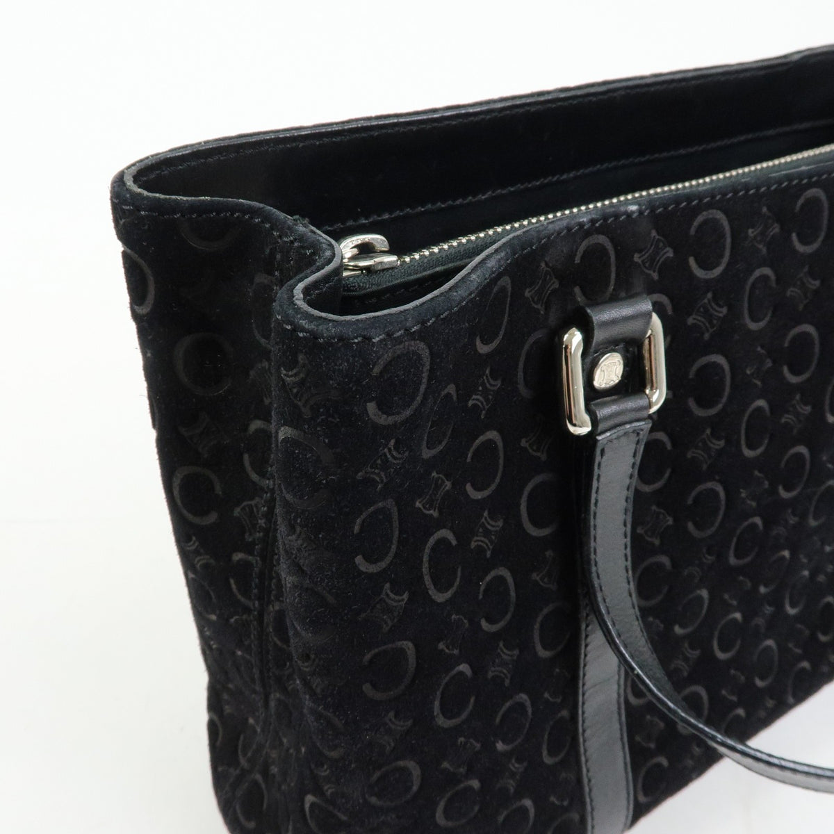 Celine C Macadam Tote Pvc Leather/ Macadam Canvas Black Suede Shoulder Bag Bag (Pre-Owned)