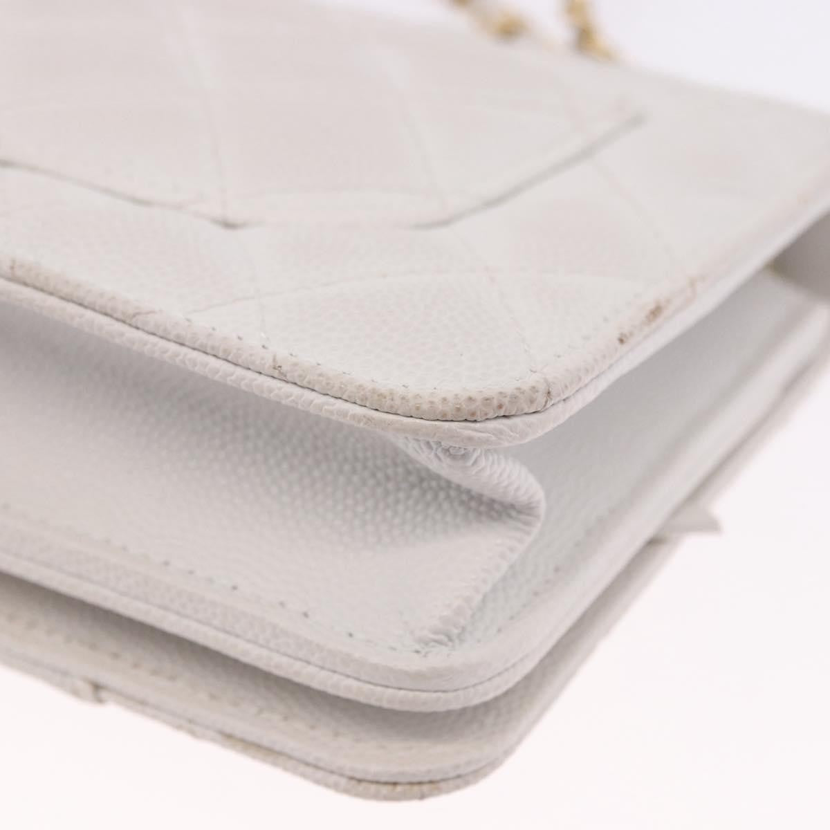 Chanel Pocket Twins Wallet On Chain Quilted Caviar White Leather Shoulder Bag Bag (Pre-Owned)