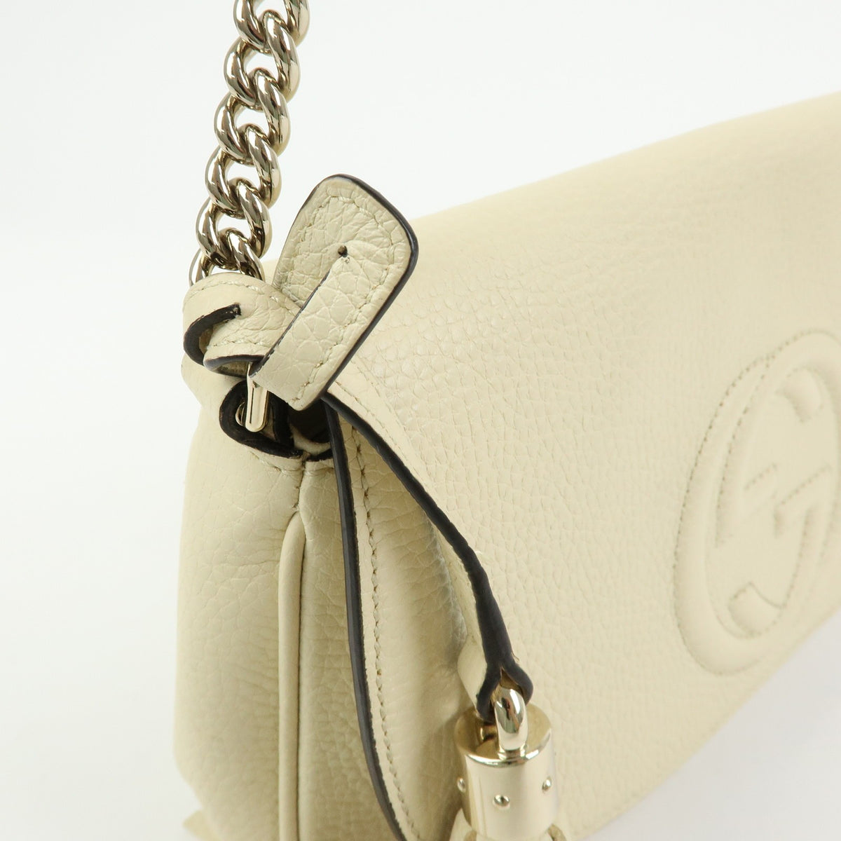 Gucci Soho Chain Leather White Leather Crossbody Bag Bag (Pre-Owned)