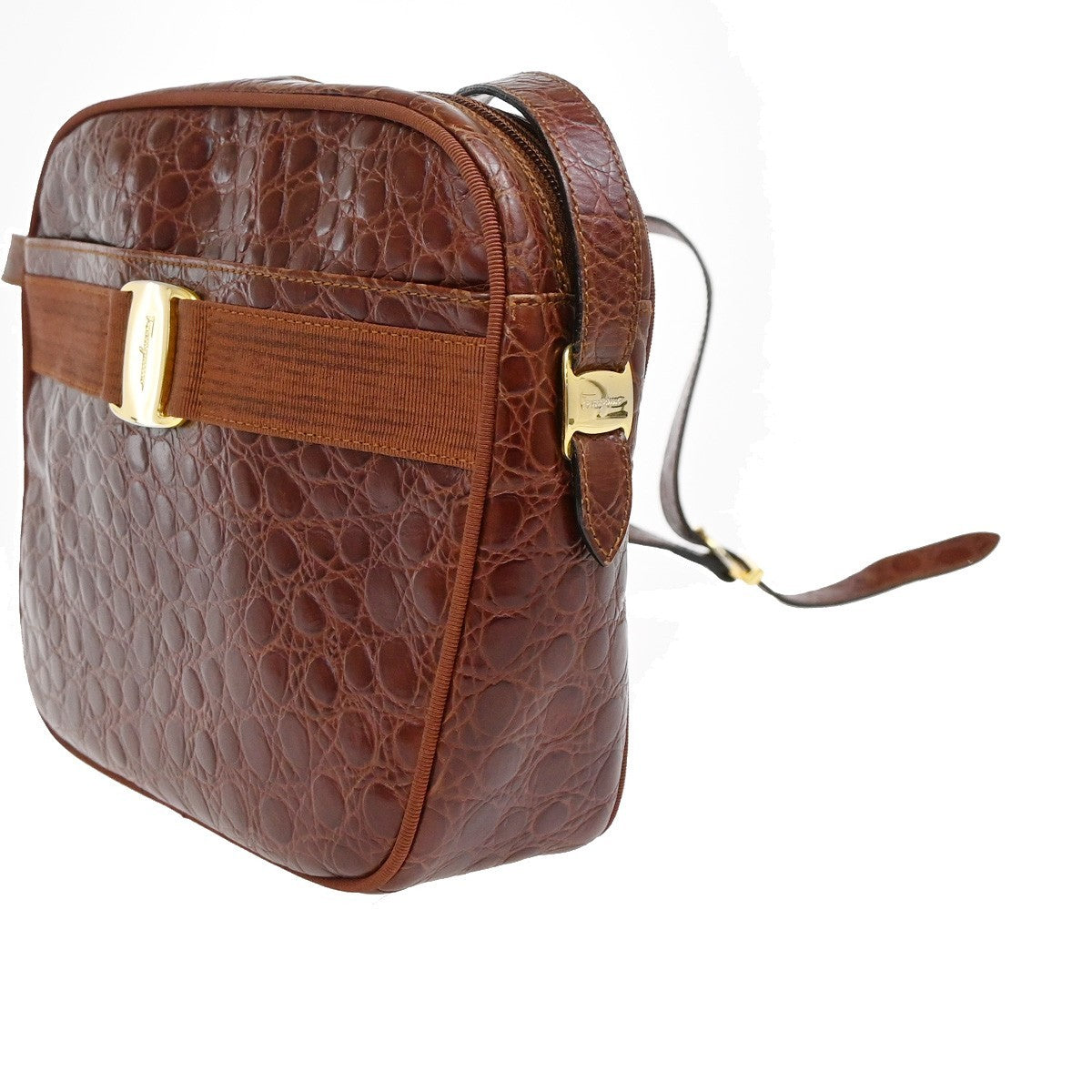 Salvatore Ferragamo Vala Leather Brown Leather Shoulder Bag Bag (Pre-Owned)