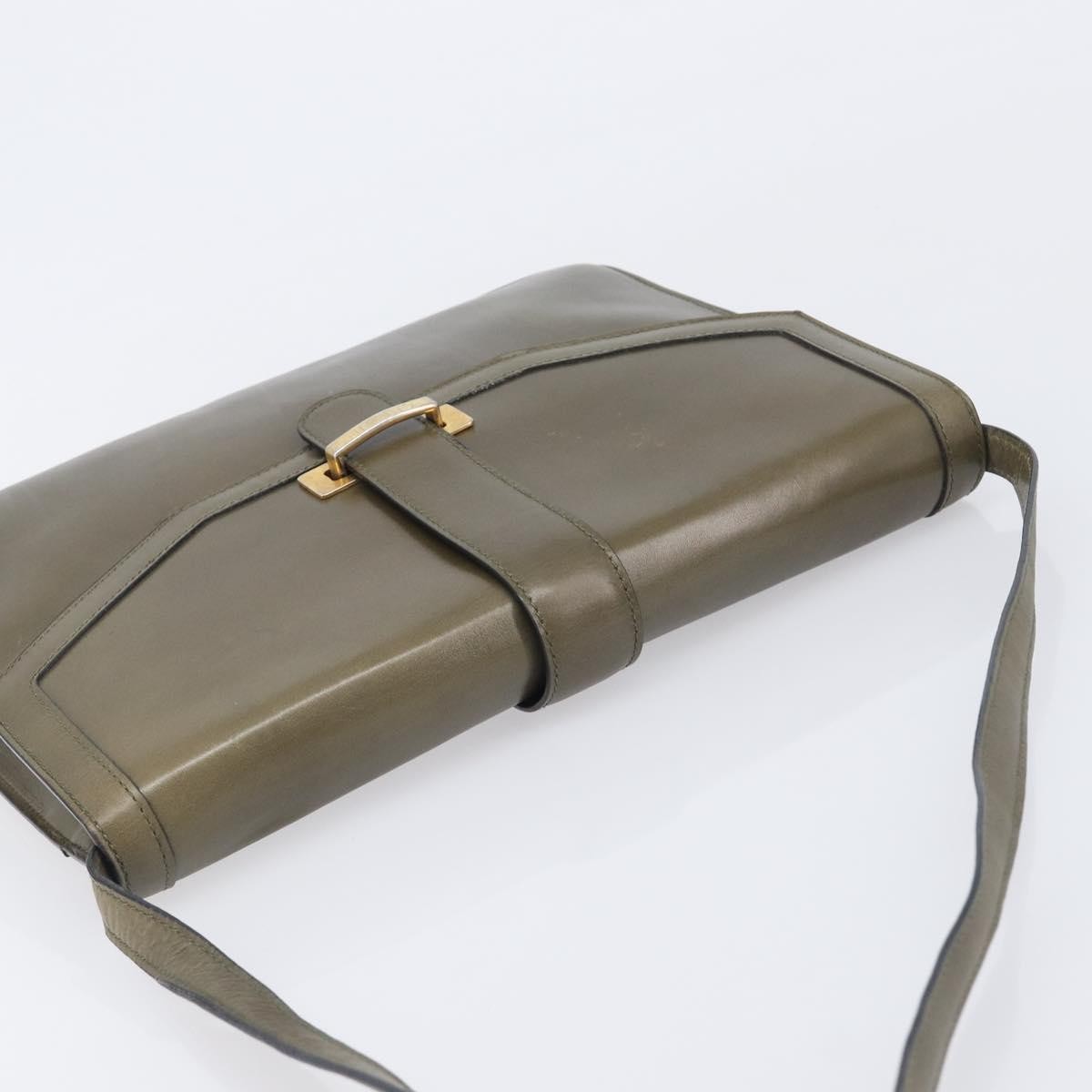 Celine Shoulder Leather Khaki Leather Shoulder Bag Bag (Pre-Owned)