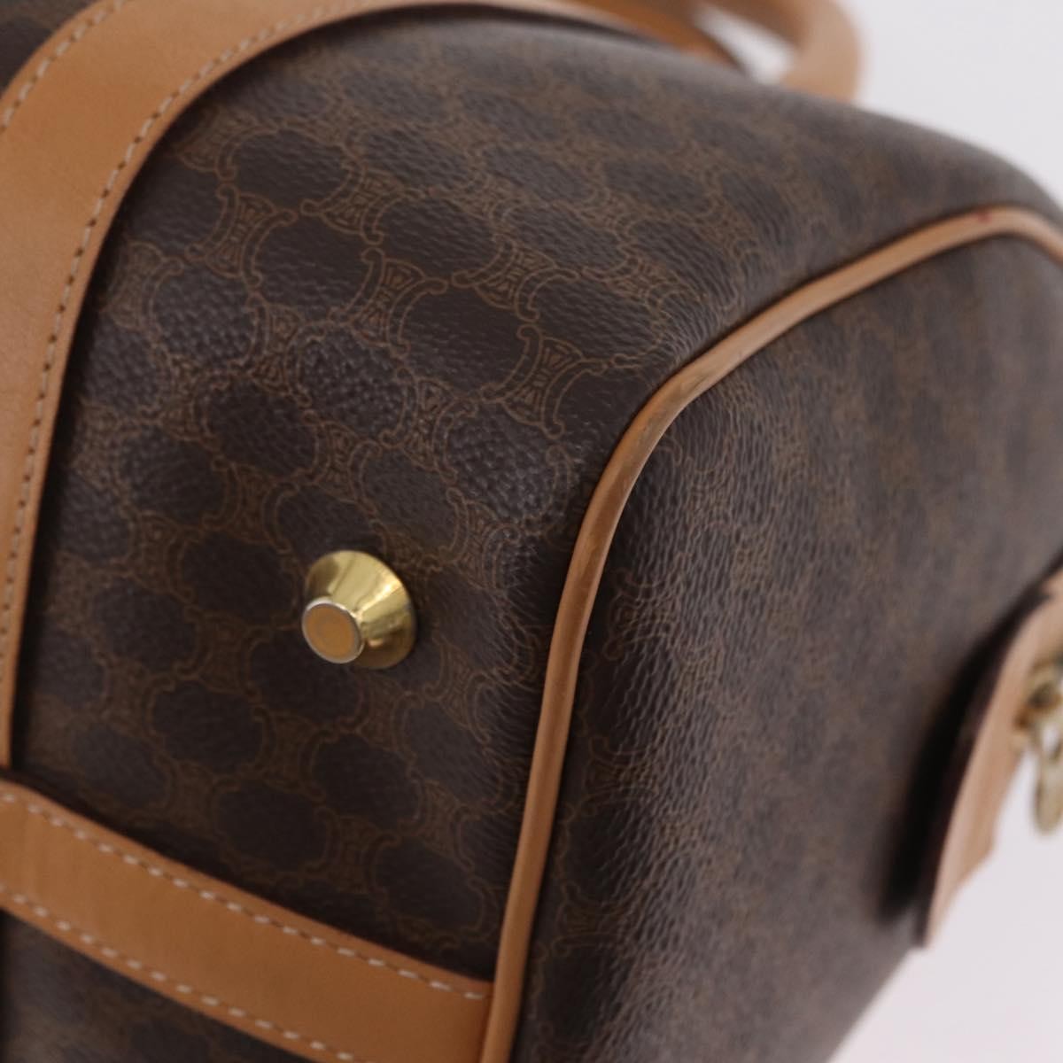 Celine Vintage Boston Macadam Coated Canvas Brown Pvc Handbag (Pre-Owned)