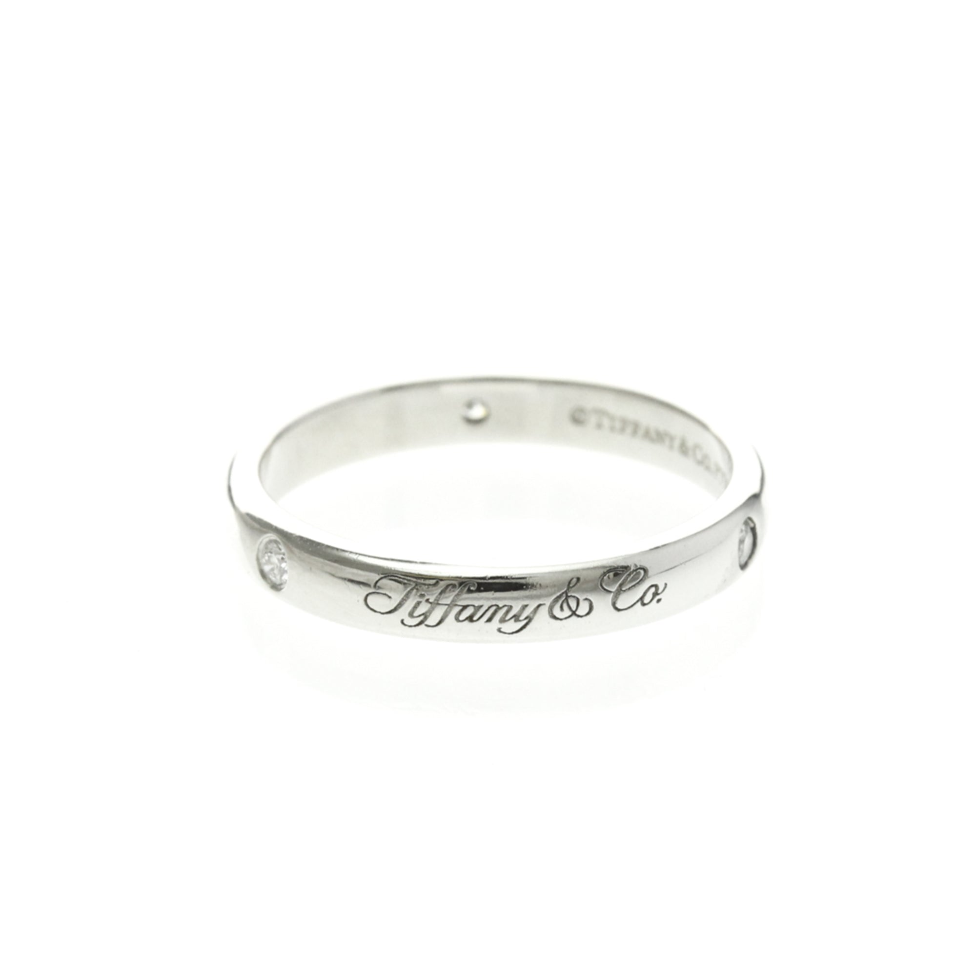 Tiffany & Co. Notes Wedding Band Platinum With Diamonds Silver Platinum Ring Jewelry (Pre-Owned)