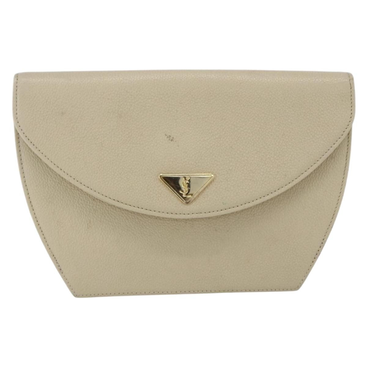 Saint Laurent Vintage Leather Ecru Leather Shoulder Bag Bag (Pre-Owned)