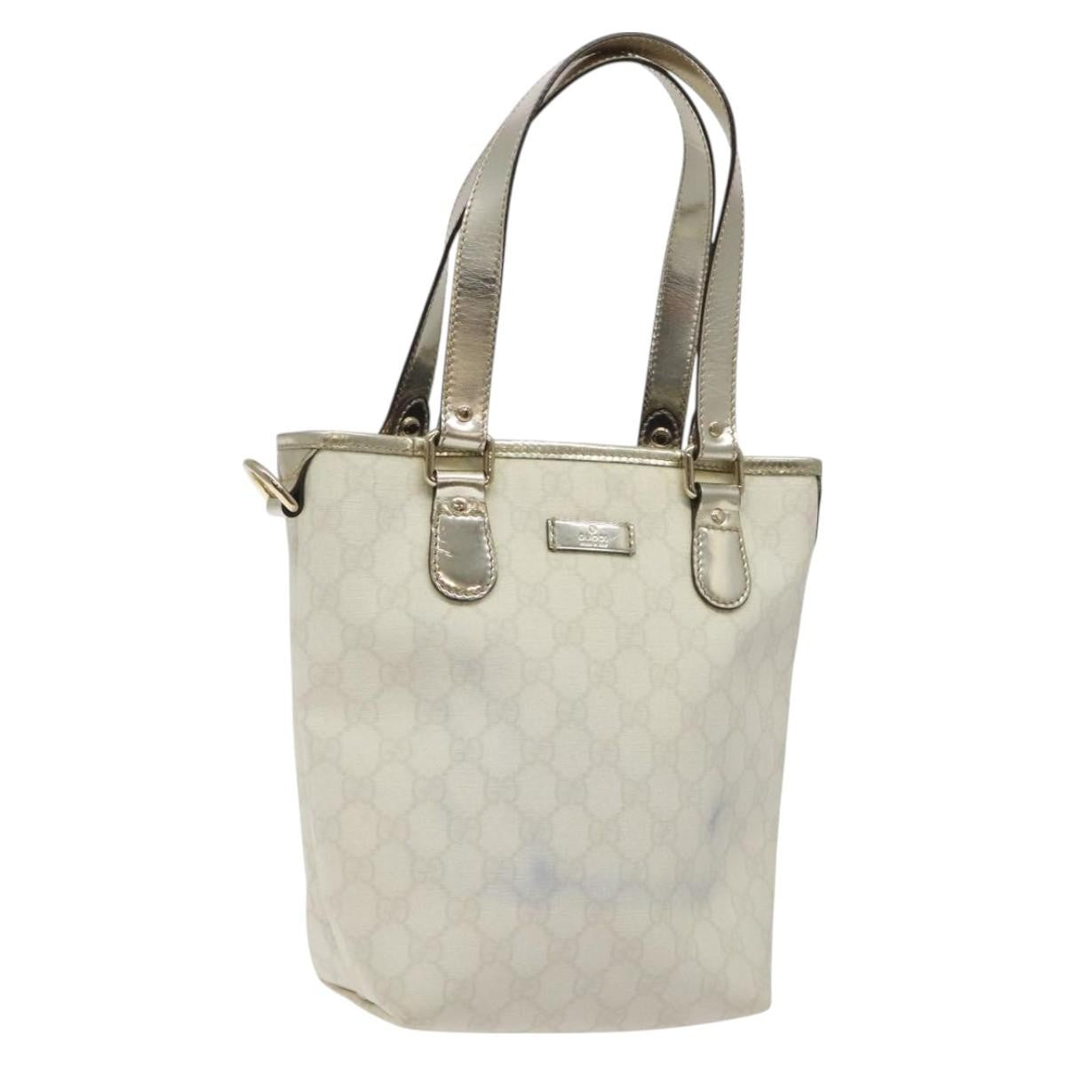 Gucci Vintage Tote Gg Canvas White Canvas Tote Bag Bag (Pre-Owned)
