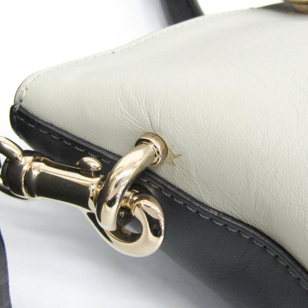 Chloe Bicolor Baylee Satchel Leather Gray Leather Handbag (Pre-Owned)