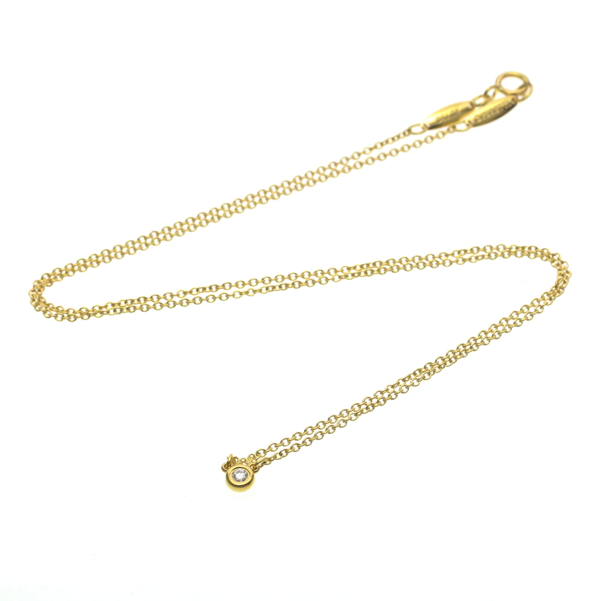 Tiffany & Co. Elsa Peretti Diamonds By The Yard 18K Pink Gold With Diamond Gold Pink_Gold Necklace Jewelry (Pre-Owned)