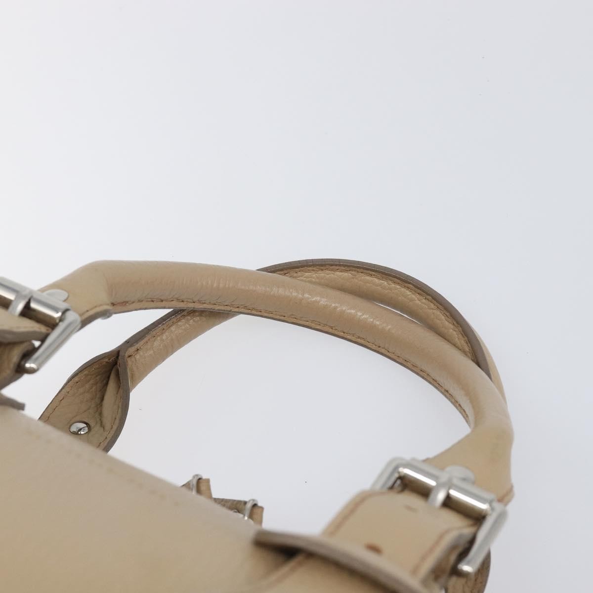 Burberry Belted Boston Leather Beige Leather Handbag (Pre-Owned)