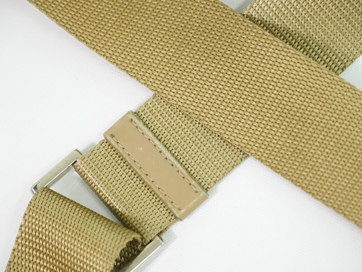 Prada Buckle Messenger Tessuto Beige Nylon Shoulder Bag Bag (Pre-Owned)