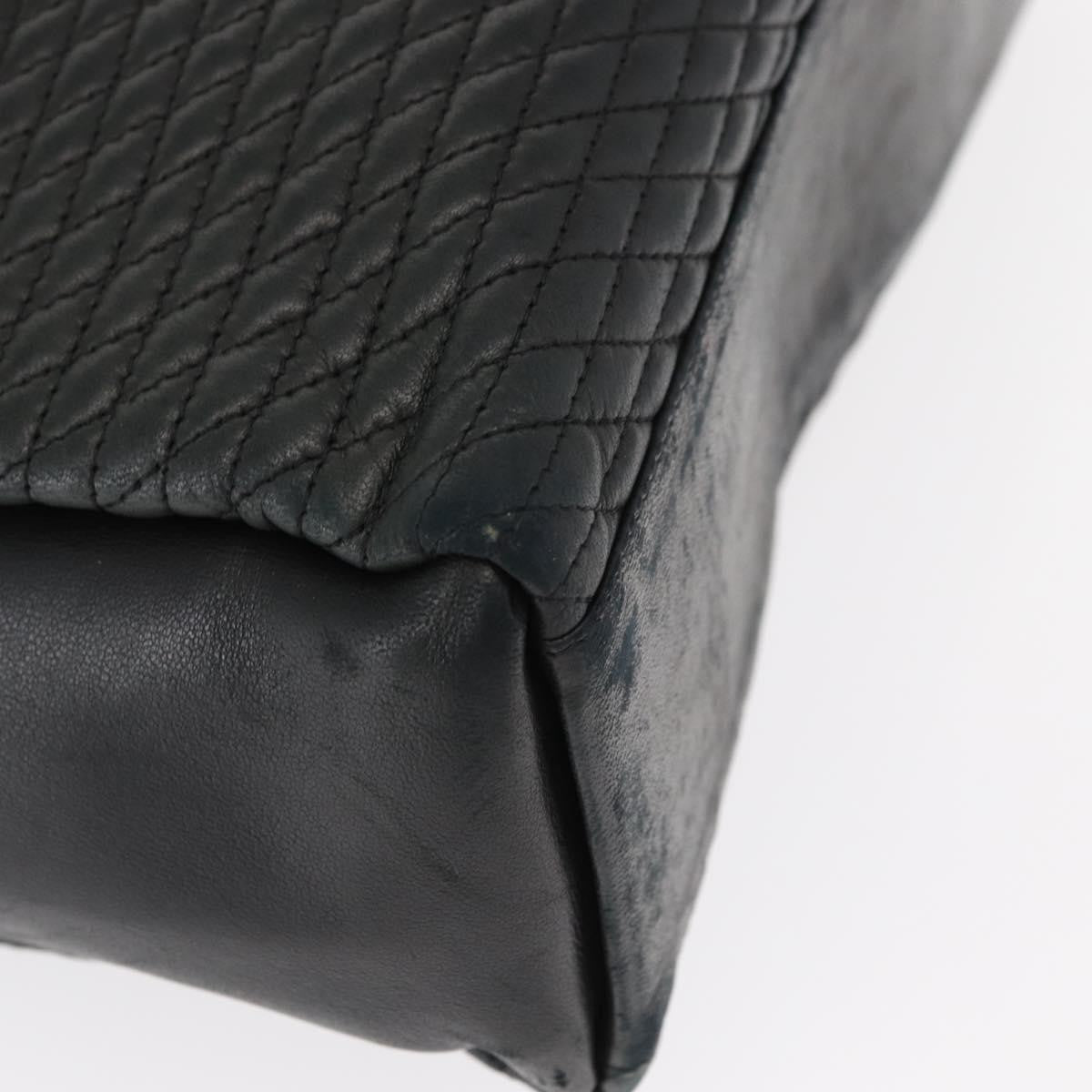 Bally Vintage Quilted Leather Black Leather Tote Bag Bag (Pre-Owned)