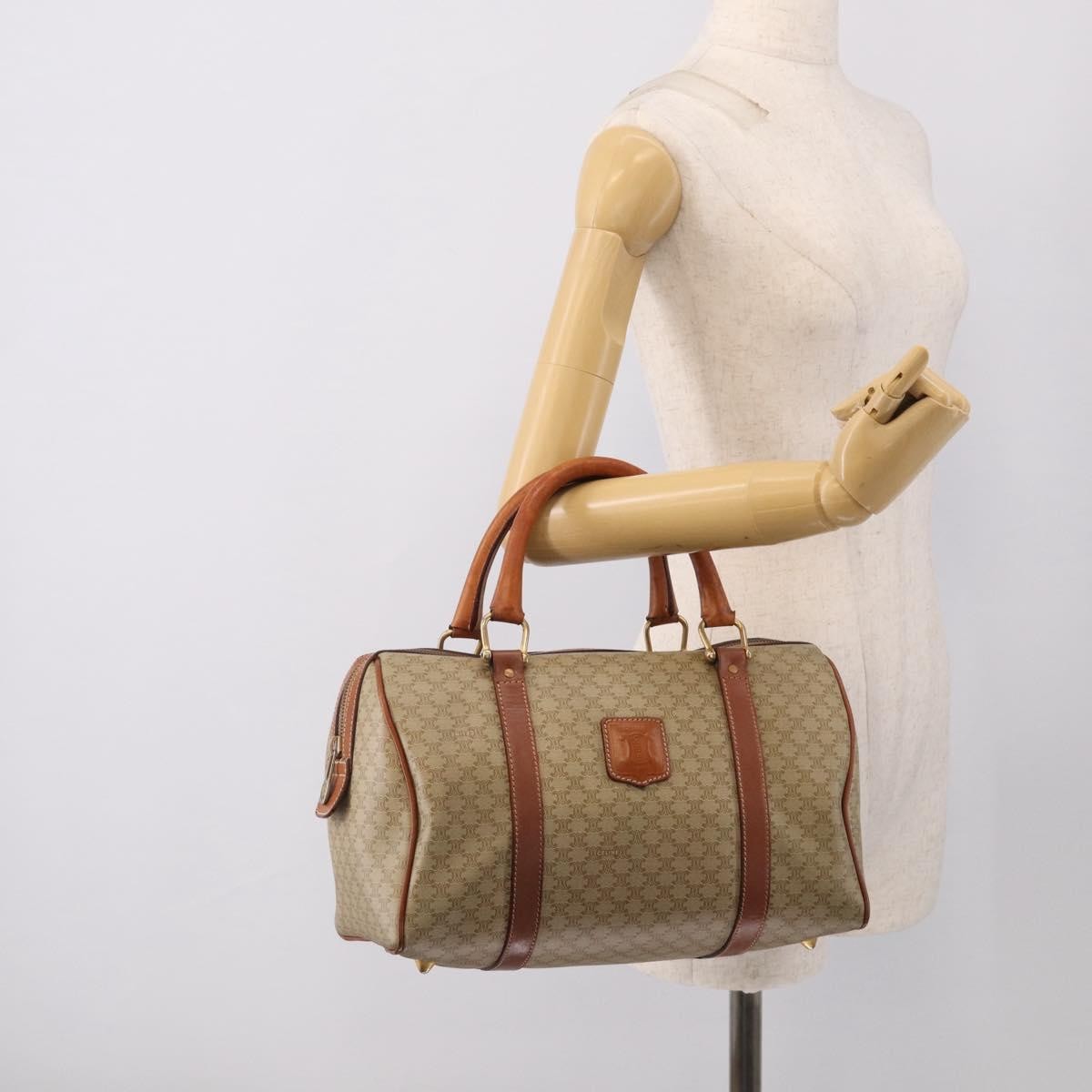 Celine Macadam Macadam With Leather Beige Canvas Tote Bag Bag (Pre-Owned)