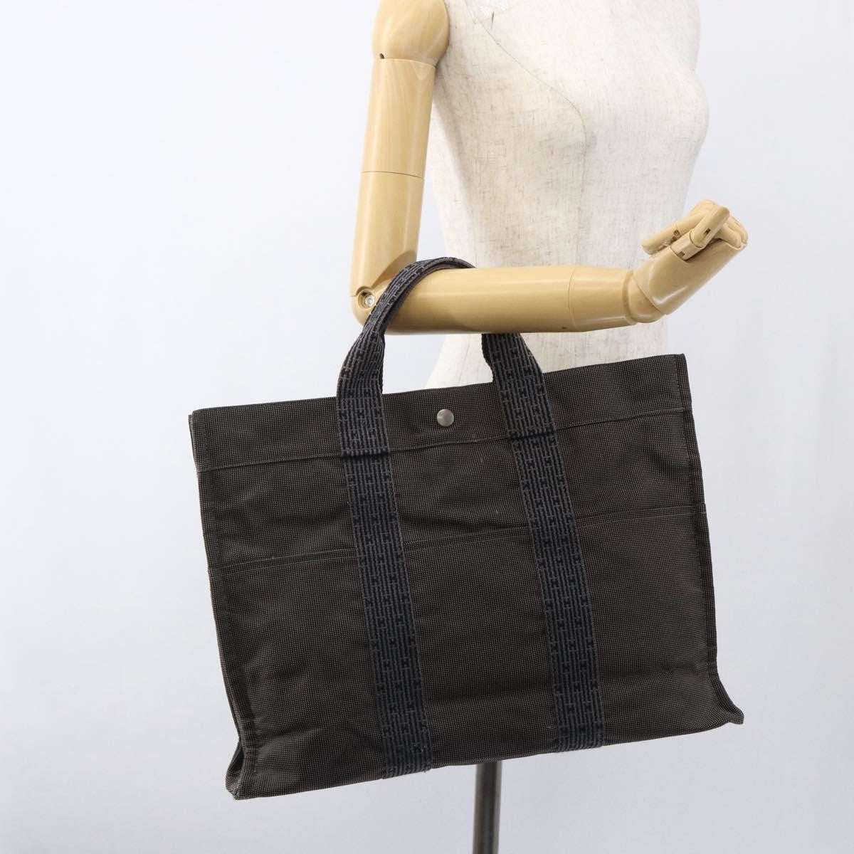 Hermes Fourre Tout Tote Canvas Gray Canvas Tote Bag Bag (Pre-Owned)