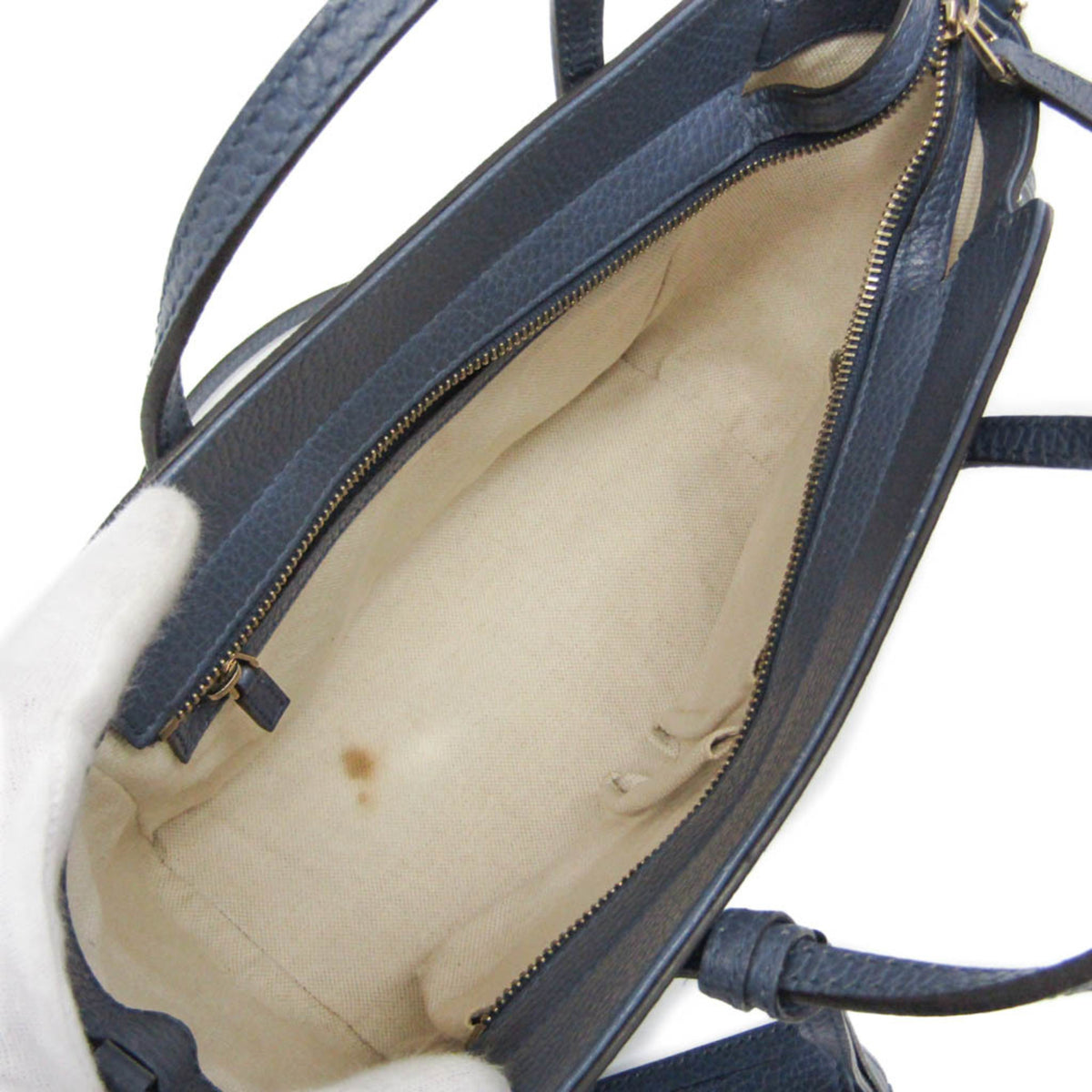 Gucci Swing Leather Blue Leather Tote Bag Bag (Pre-Owned)