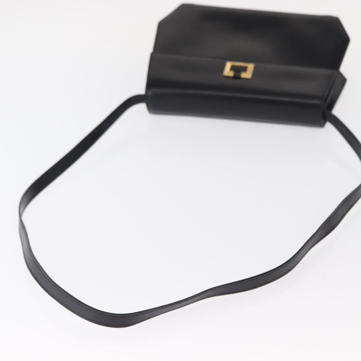 Salvatore Ferragamo Gancini Leather Black Leather Shoulder Bag Bag (Pre-Owned)