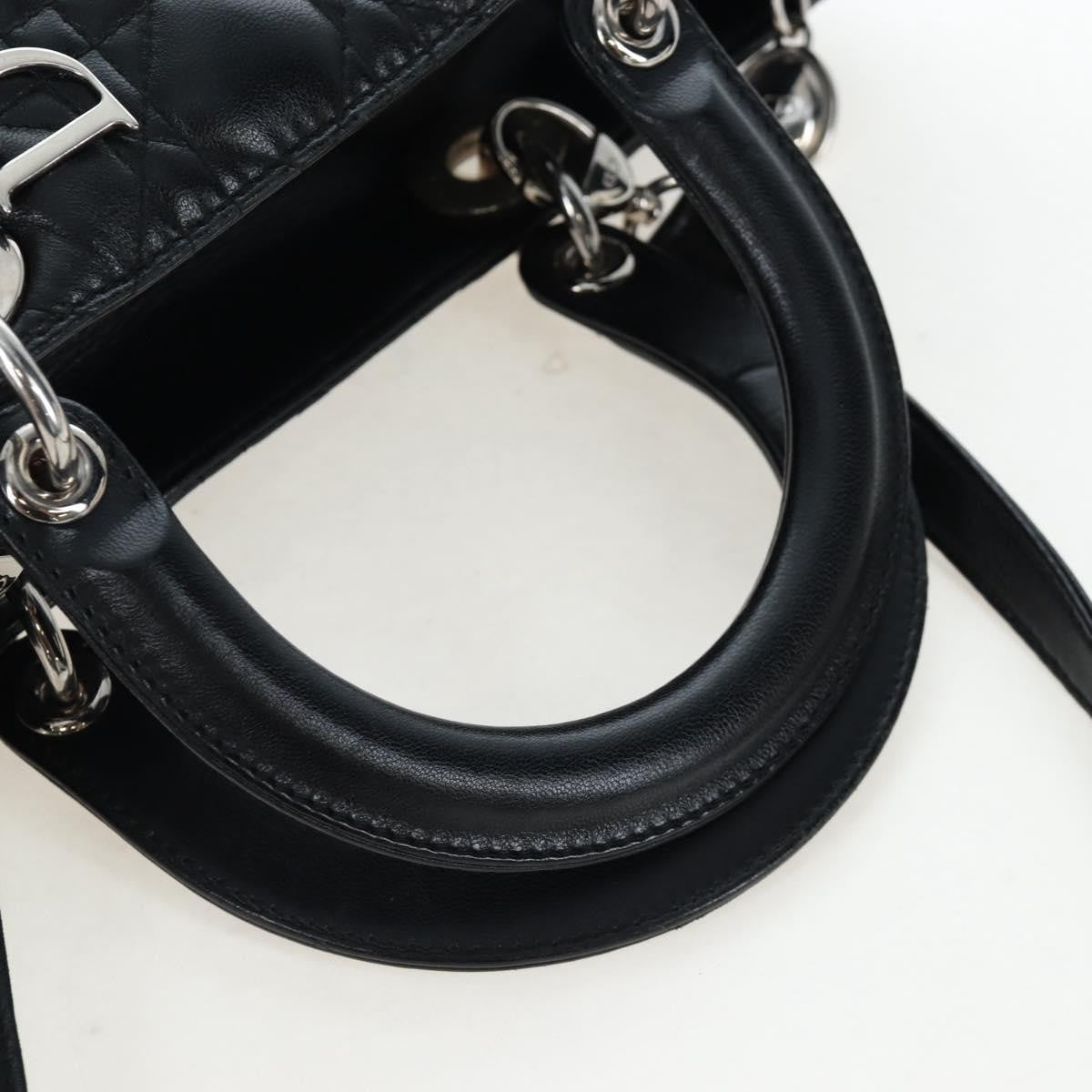 Christian Dior Lady Dior Lambskin Black Leather Handbag (Pre-Owned)