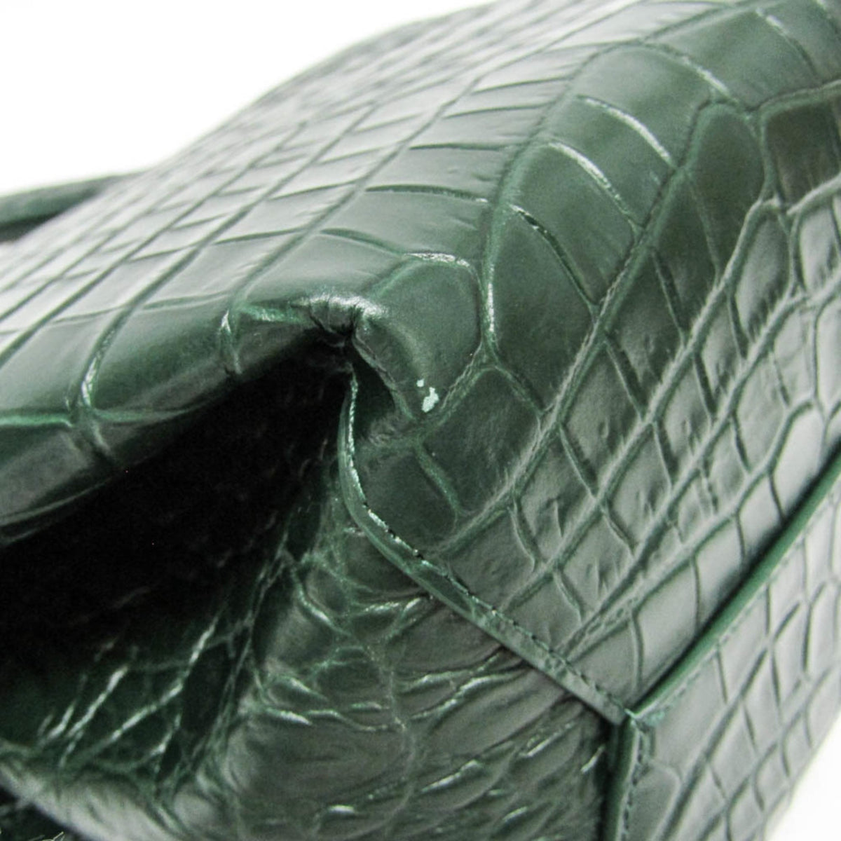 Bottega Veneta Doll Crocodile Embossed Leather Green Leather Tote Bag Bag (Pre-Owned)