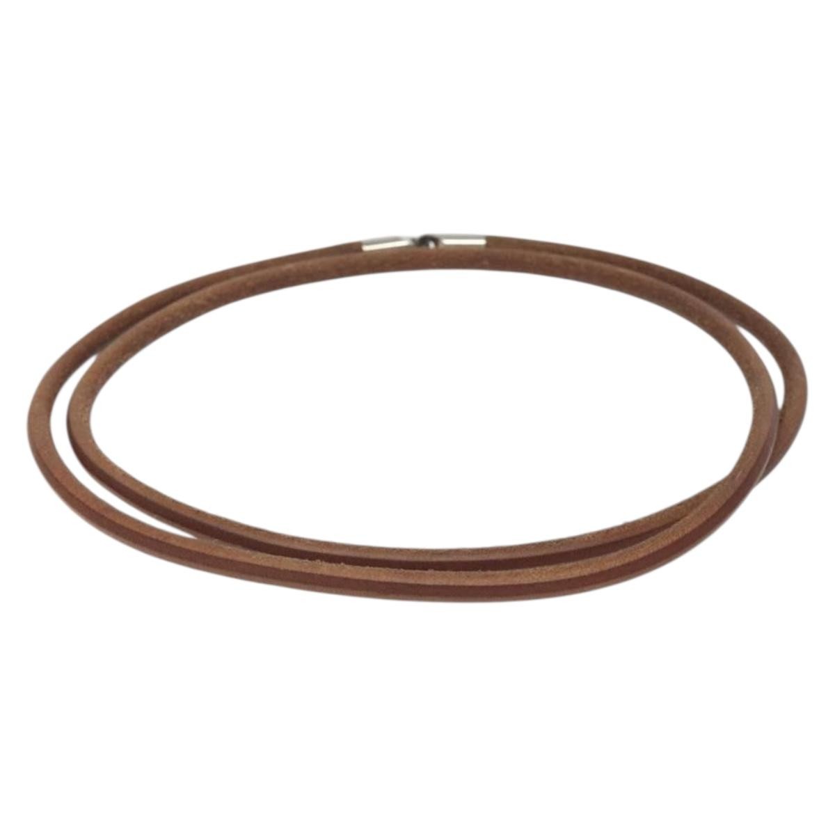 Hermes Laniere Leather Brown Leather Bracelet Jewelry (Pre-Owned)