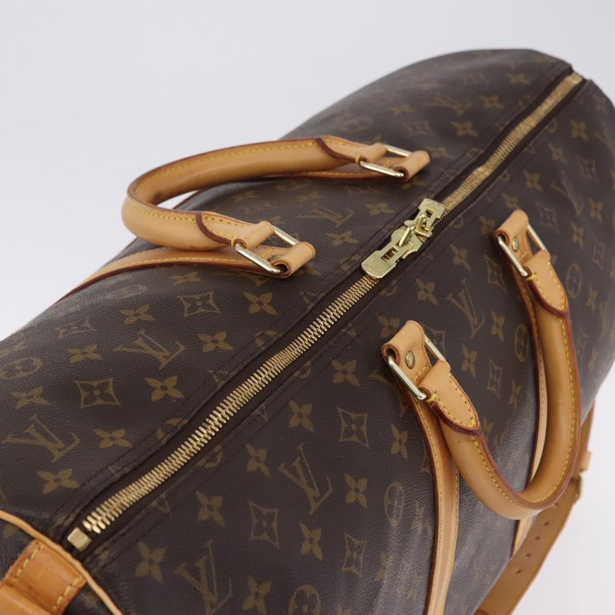 Louis Vuitton Keepall Bandouliere Monogram Canvas Brown Canvas Travel Bag Bag (Pre-Owned)