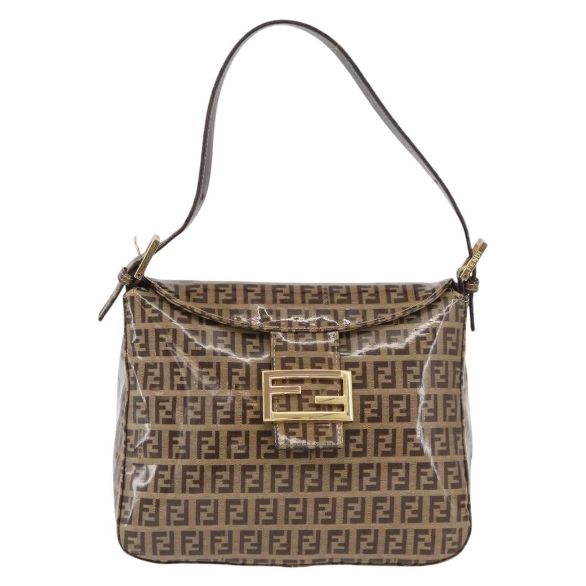 Fendi Mamma Baguette Zucchino Canvas Beige Canvas Shoulder Bag Bag (Pre-Owned)