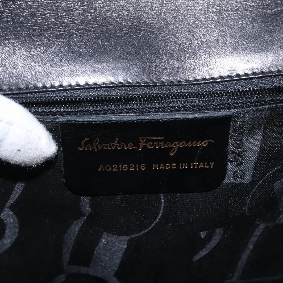 Salvatore Ferragamo Vintage Vara Bow Top Handle Leather Black Leather Handbag (Pre-Owned)