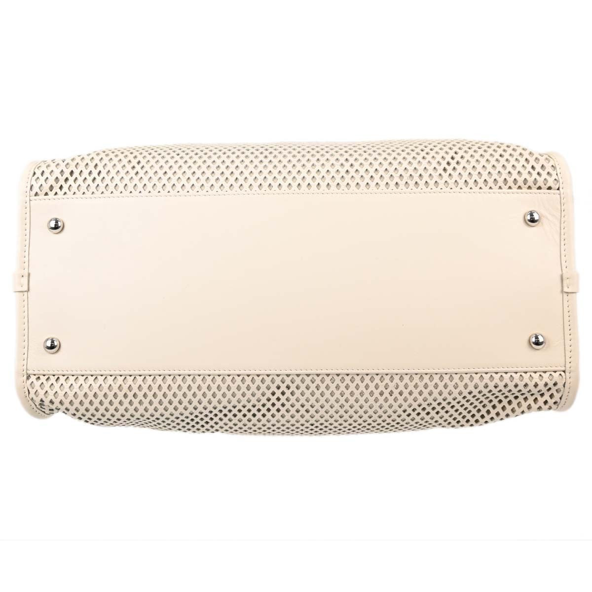 Chanel Up In The Air Top Handle Perforated Leather White Leather Tote Bag Bag (Pre-Owned)