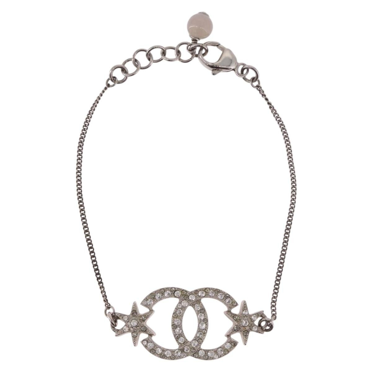 Chanel Cc Charm Metal Silver Metal Bracelet Jewelry (Pre-Owned)