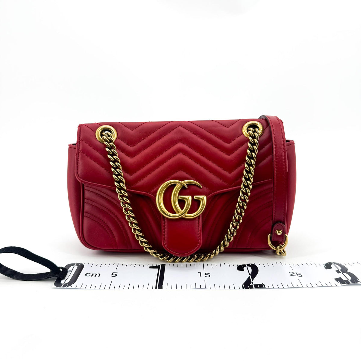 Gucci Gg Marmont Flap Matelasse Leather Gold Leather Shoulder Bag Bag (Pre-Owned)
