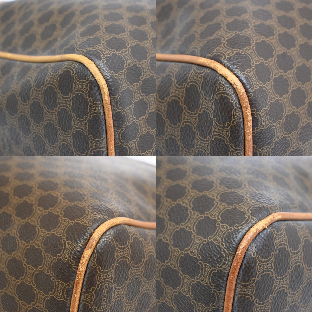 Celine Boston Triomphe Xl Coated Canvas Brown Canvas Handbag (Pre-Owned)