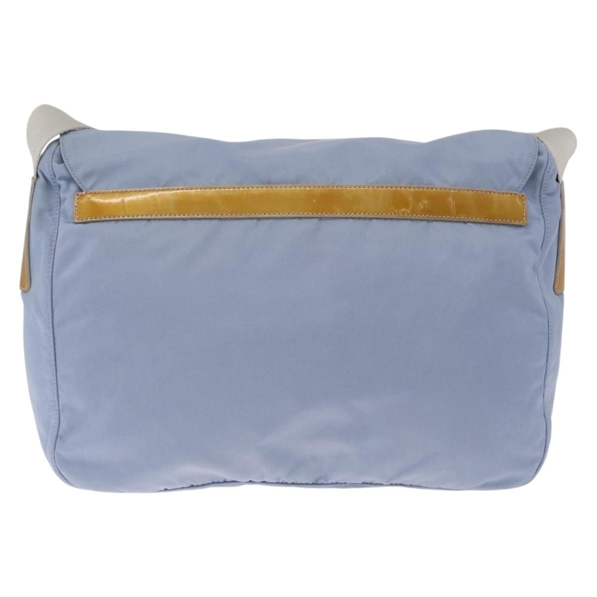 Prada Double Buckle Flap Messenger Re-Nylon Blue Nylon Handbag (Pre-Owned)