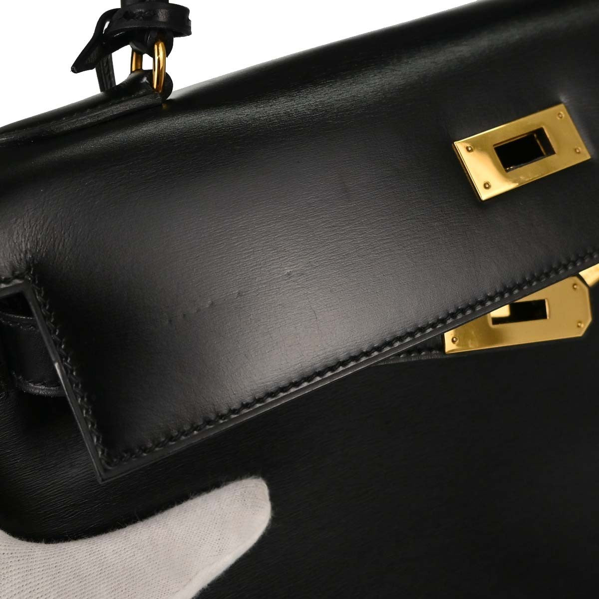Hermes Kelly Sellier Box Calf Black Calfskin Handbag (Pre-Owned)