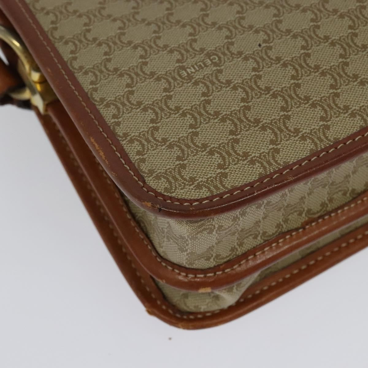 Celine Macadam Shoulder Pvc Leather Beige Canvas Bag (Pre-Owned)
