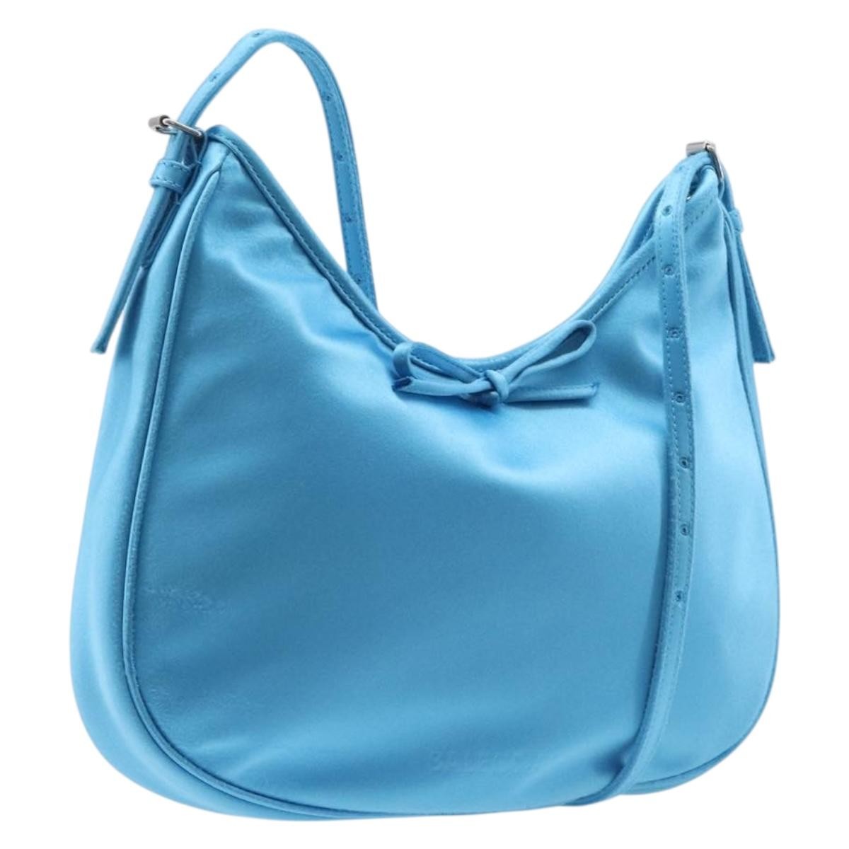 Balenciaga Leopolda Satin Blue Satin Shoulder Bag Bag (Pre-Owned)