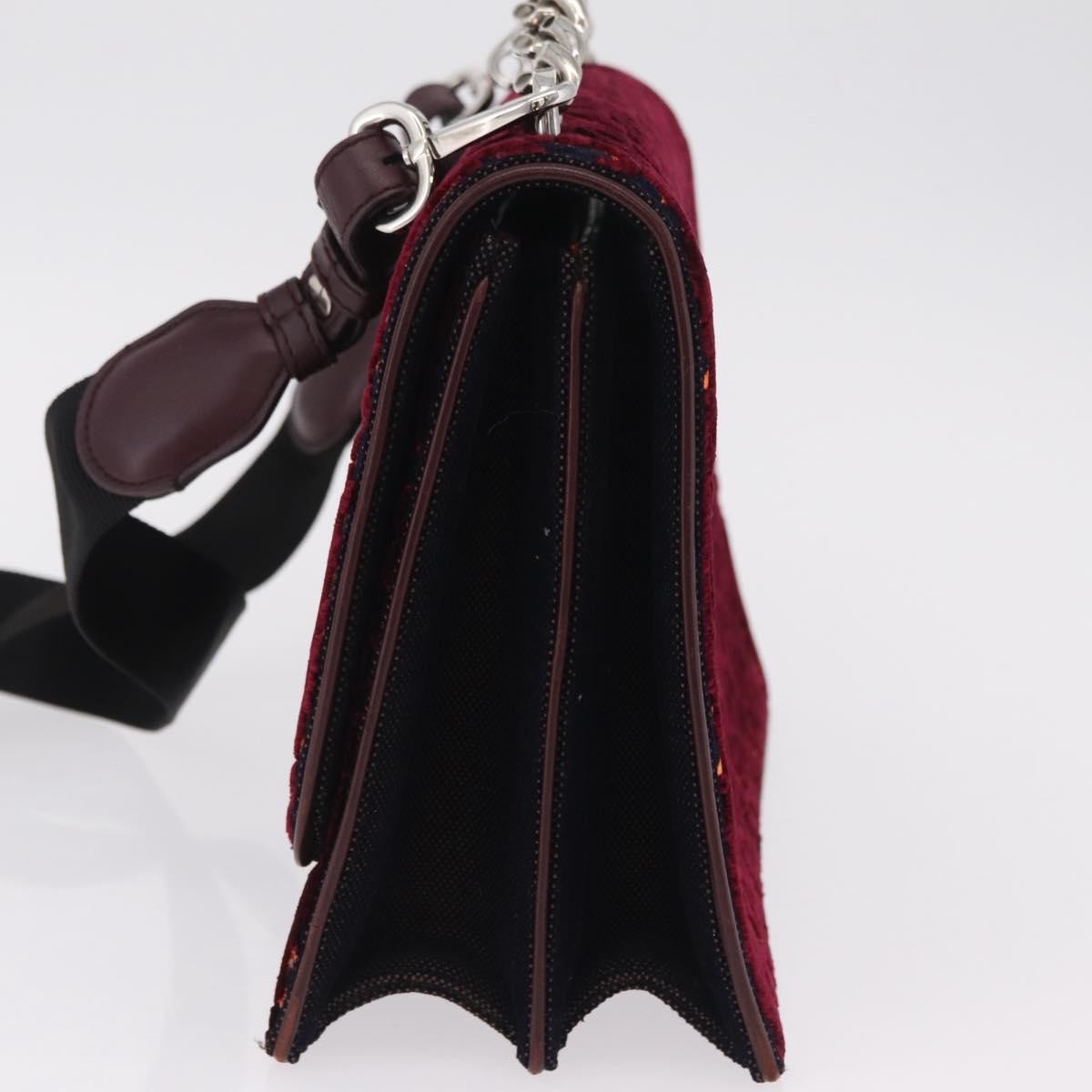 Christian Dior Diorama Flap Oblique Velvet And Canvas Red Velvet Handbag (Pre-Owned)