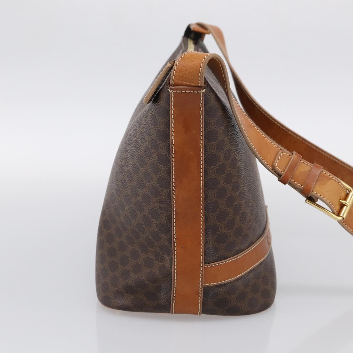 Celine Macadam Shoulder Pvc Leather Brown Canvas Crossbody Bag Bag (Pre-Owned)
