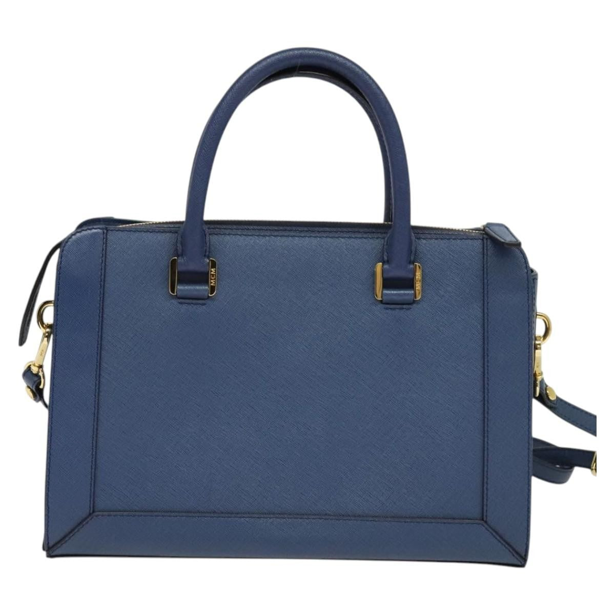 MCM Vintage Leather Blue Leather Handbag (Pre-Owned)