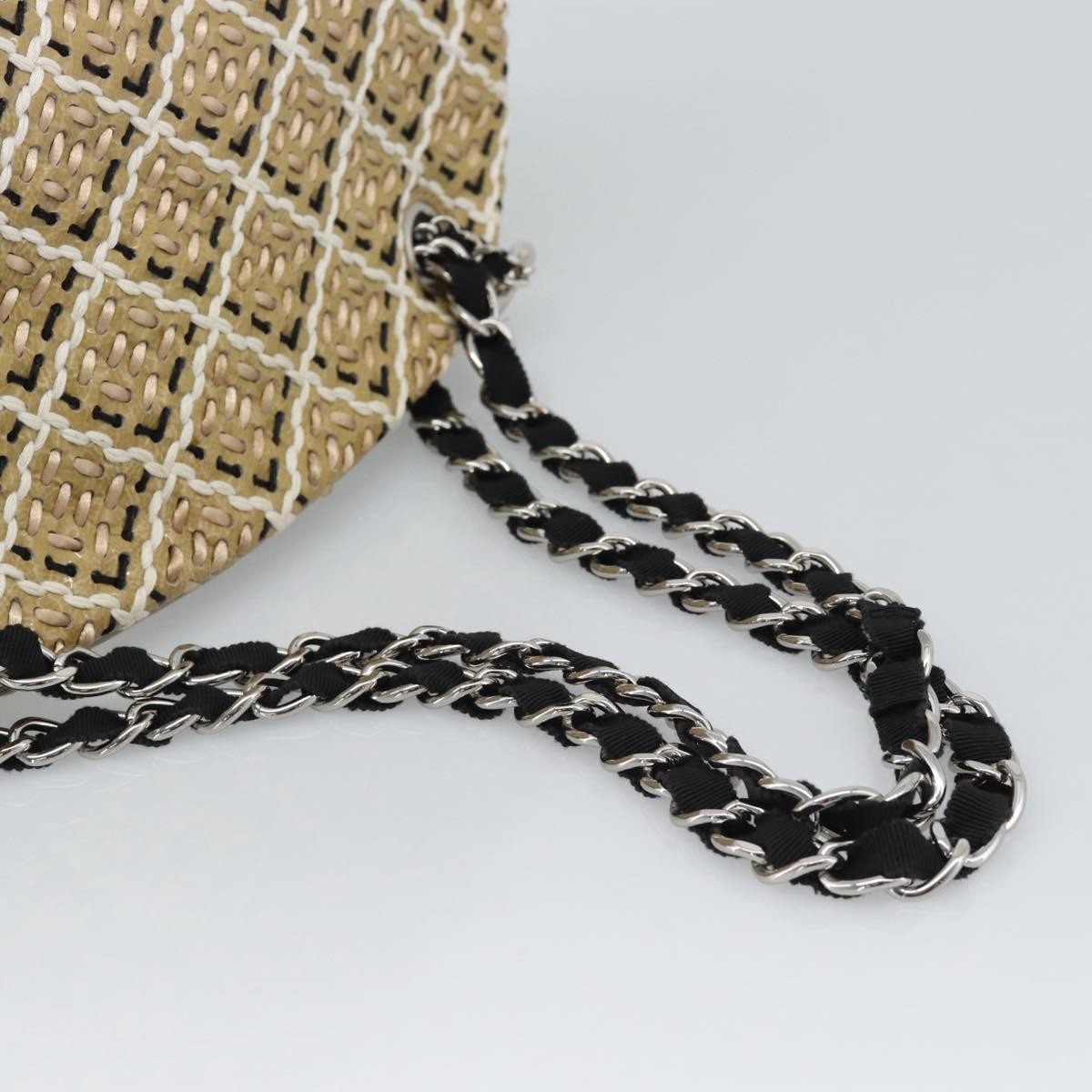 Chanel Just Mademoiselle Quilted Patent Beige Patent_Leather Handbag (Pre-Owned)